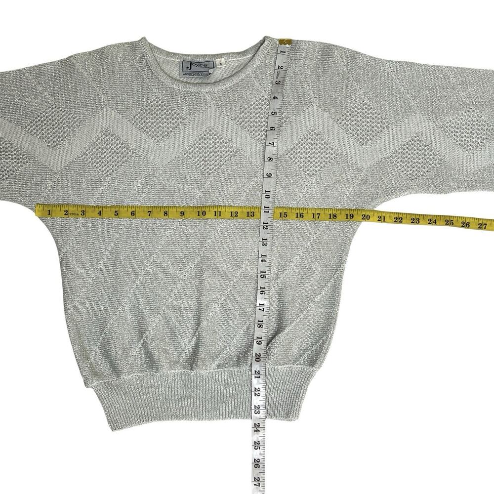 Joyce Sportswear Sweater Size Small Silver Metallic Lightweight Knit Sparkle Vtg - Picture 5 of 5